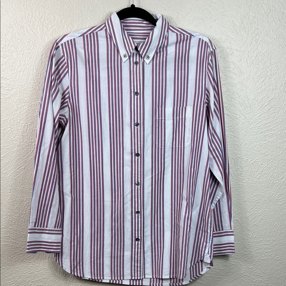 Equipment Tops - Equipment Multi Stripe Long Sleeve Button Front Tunic Blouse Small